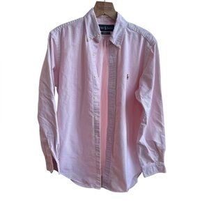 Polo Ralph Lauren striped cotton oxford button-down shirt pink & white 14 1/2